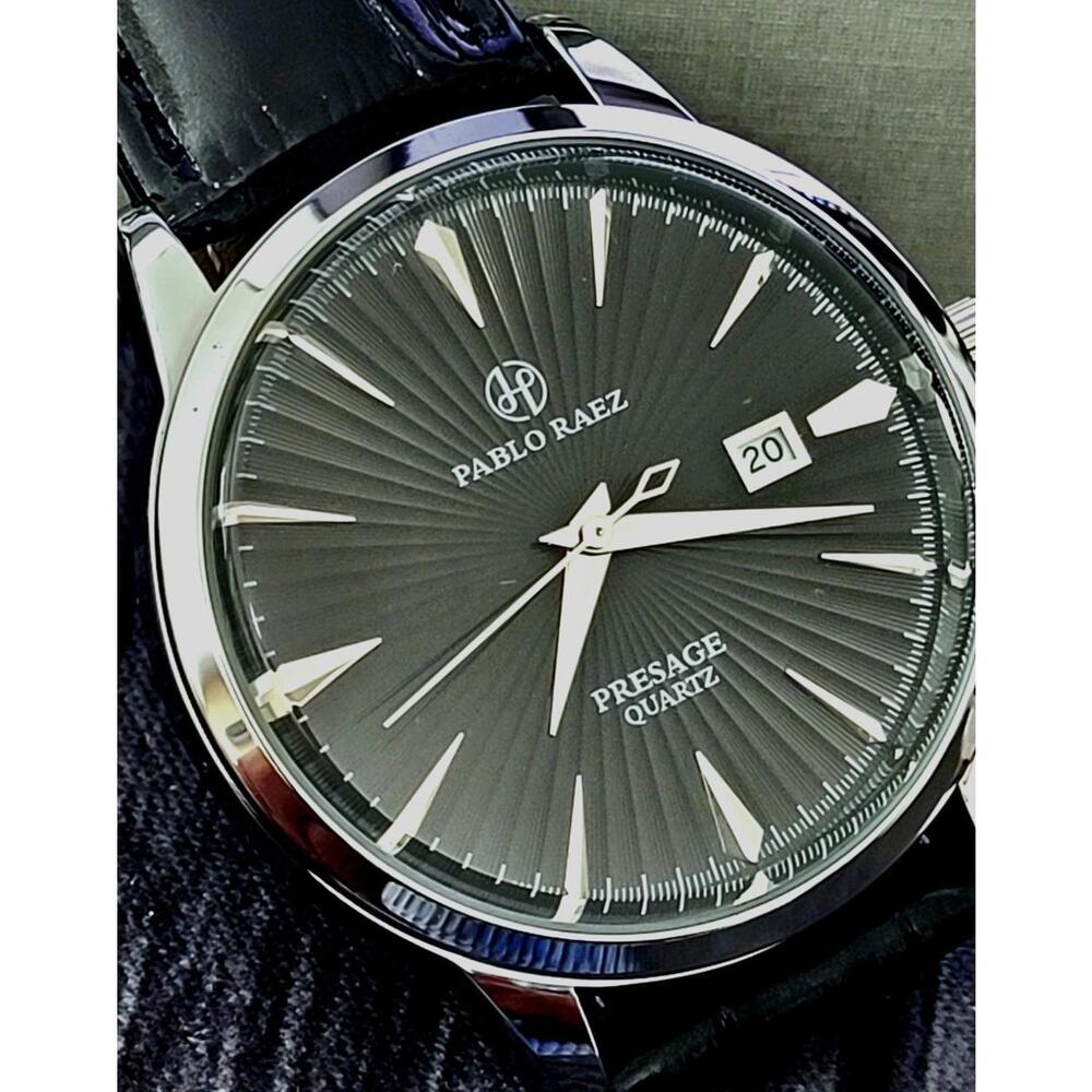 New Vintage Pablo Raez 40mm Mens Slv‎ Blk Blk Presage Watch